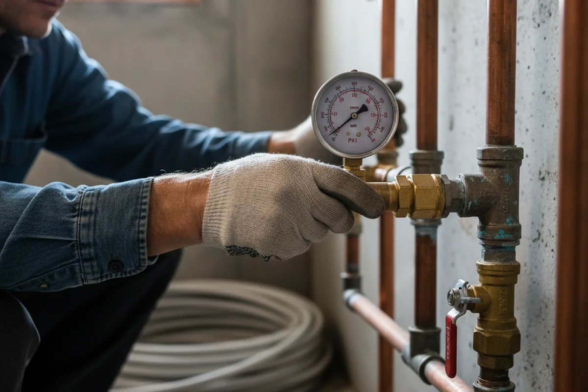 Pressure testing a repaired line during Water Line Repair in Caledonia